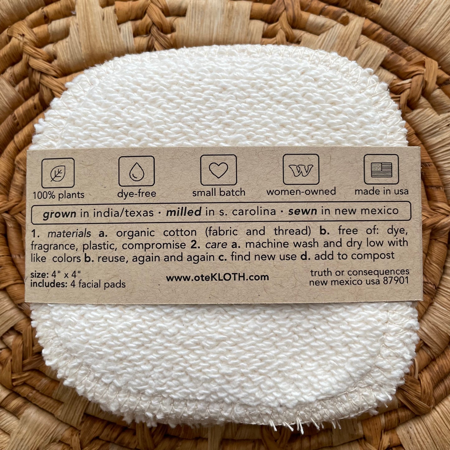 Organic Cotton Reusable Cotton Rounds | Velour + Terry