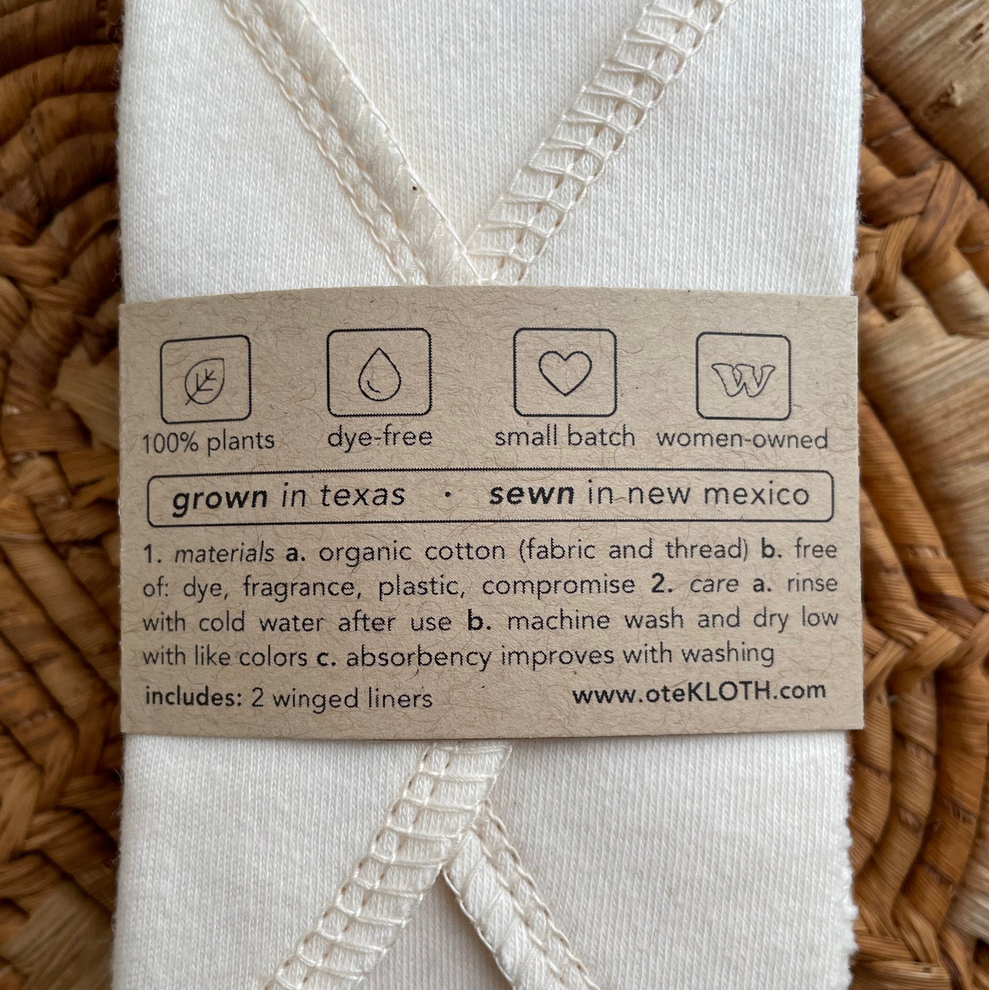 Organic Cotton Pantyliners | Winged - oteKLôTH