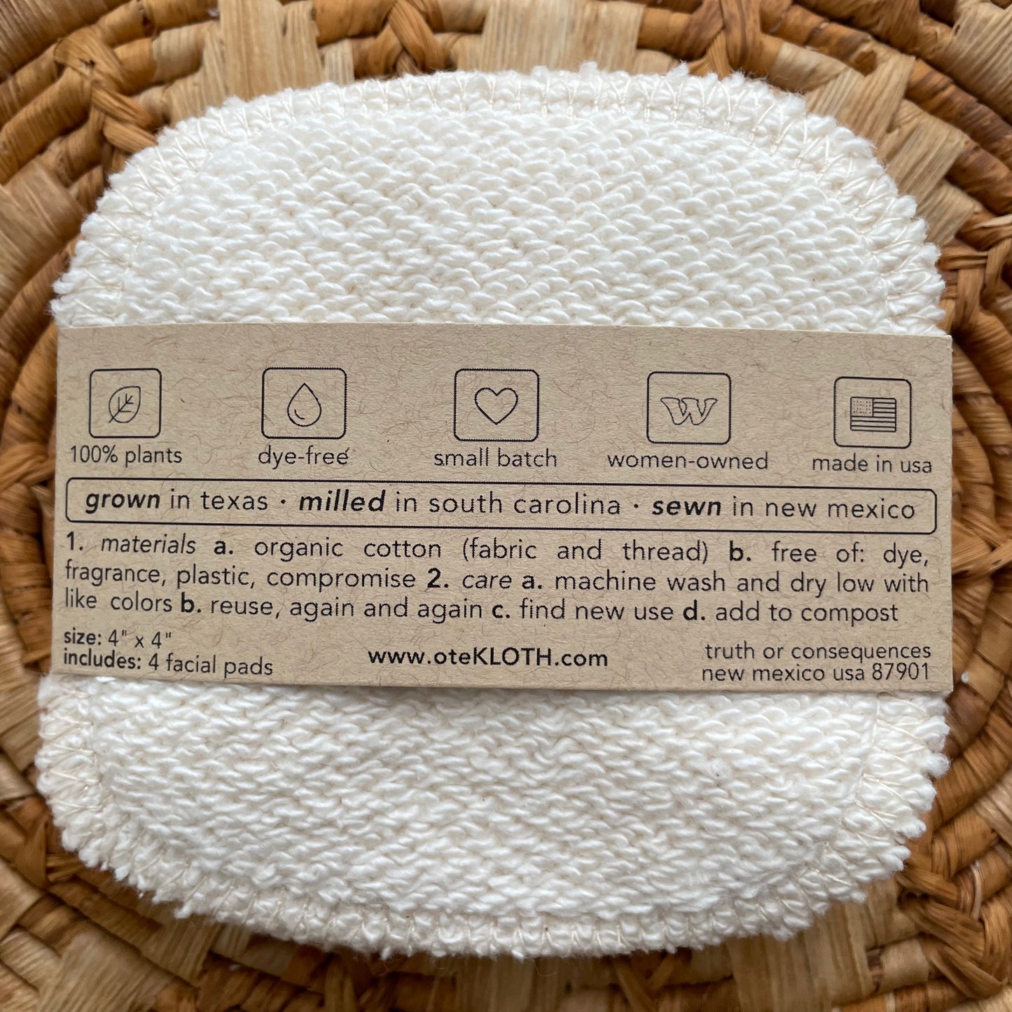 Organic Cotton Reusable Cotton Rounds | Terry - oteKLôTH